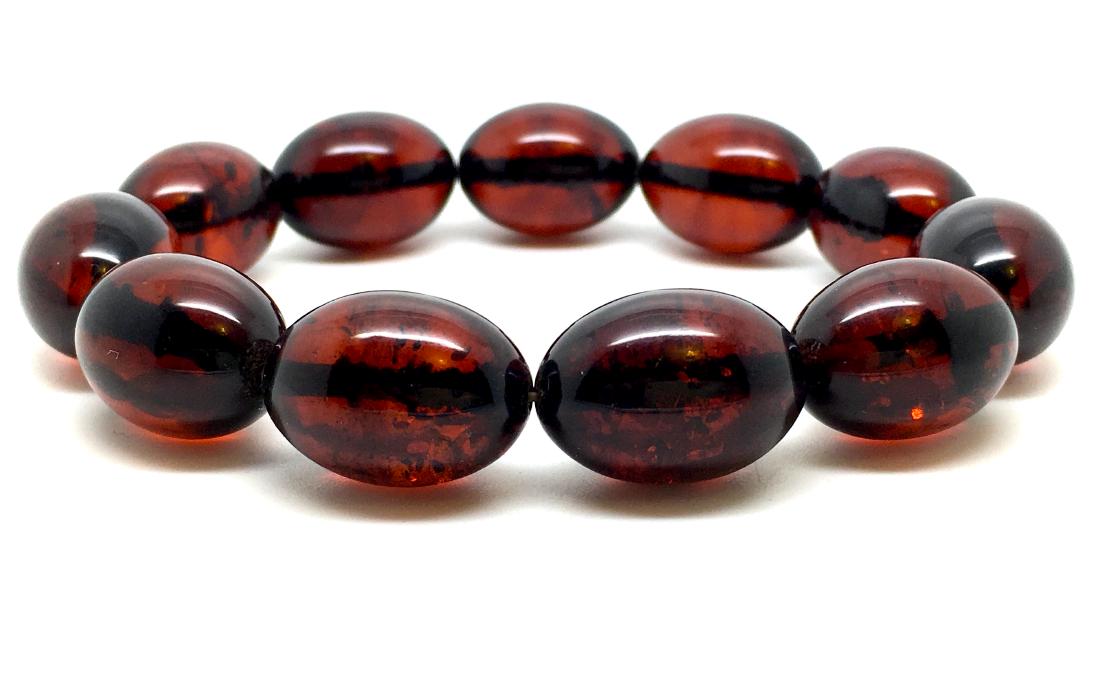 Baltic Amber Bracelet Olive Shape Cherry Colour (1 of 9)
