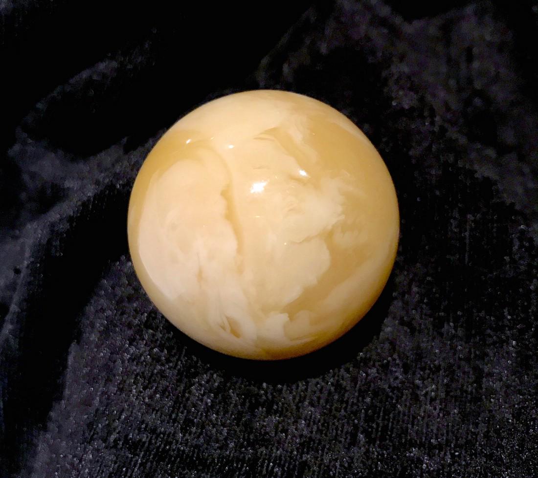 Rare Baltic Amber Big Round Ball Yellow Beeswax Colour (1 of 10)