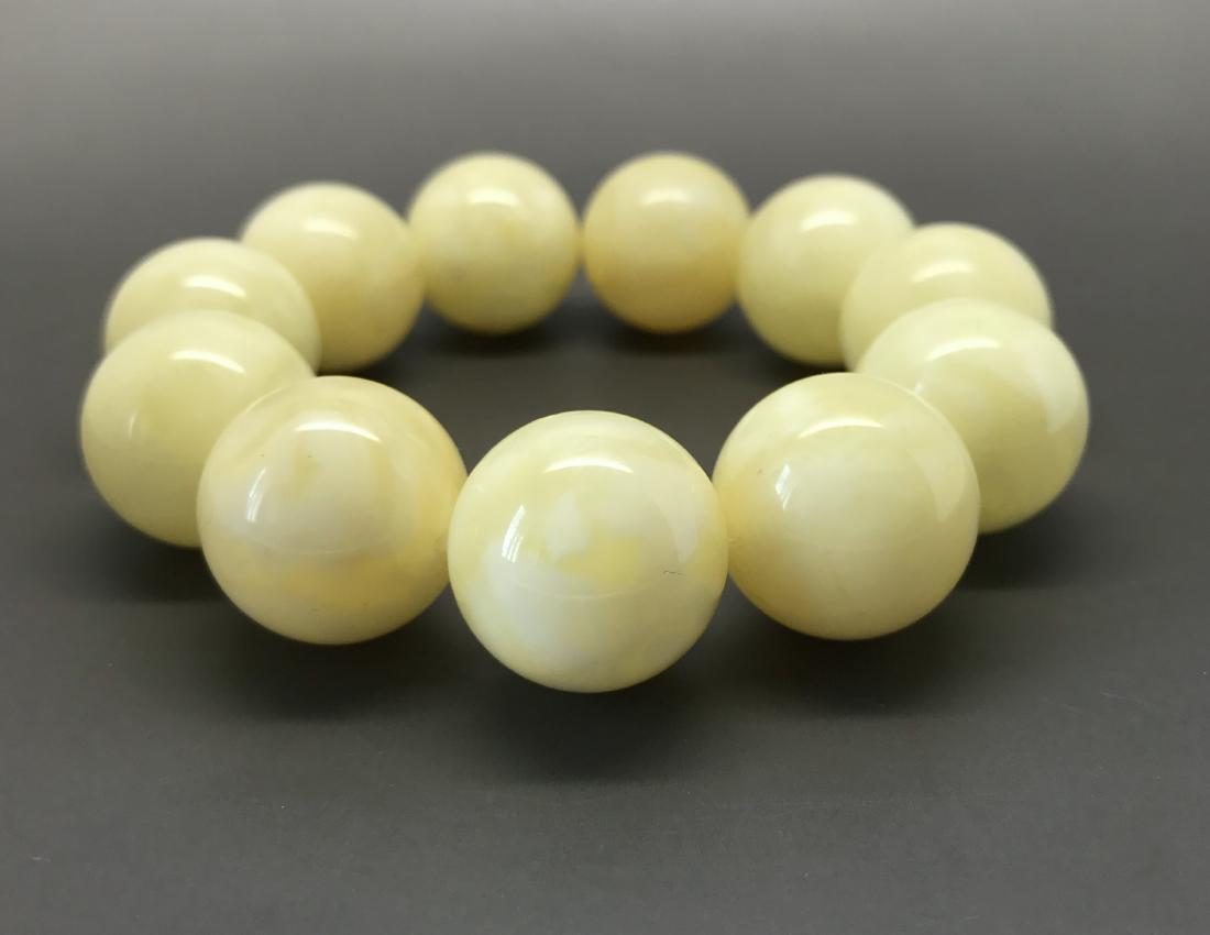 Baltic Amber Bracelet Big Milky White Colour Beads (1 of 7)