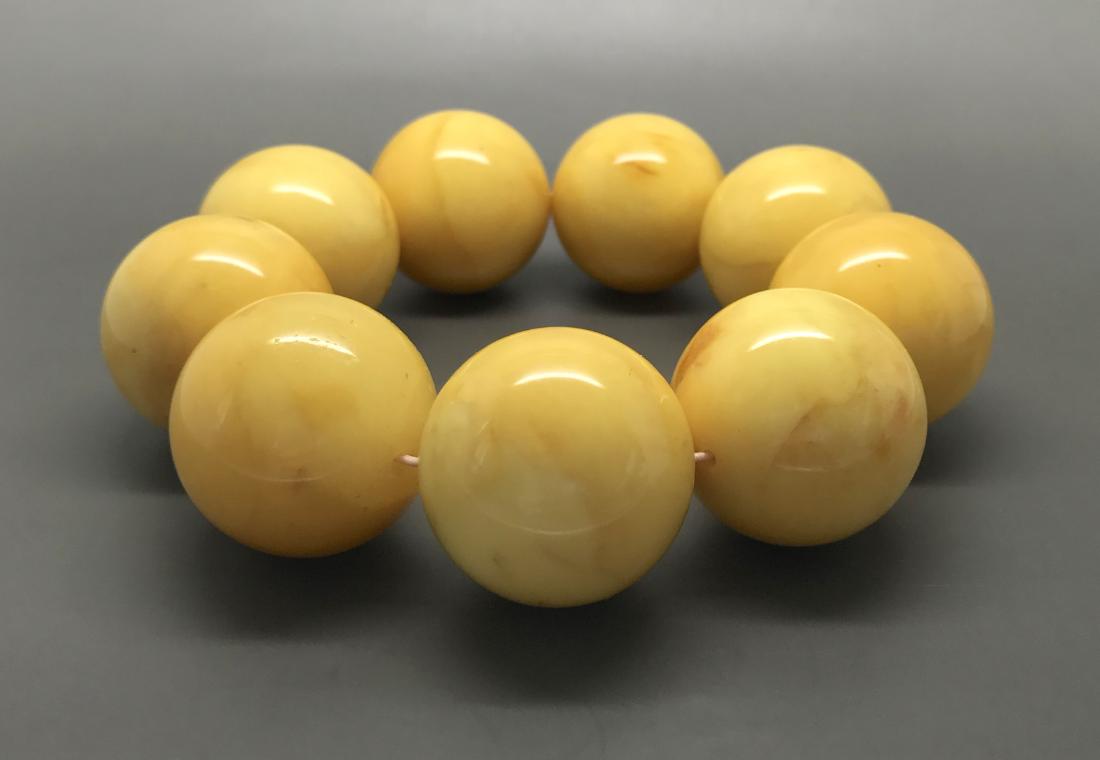 Baltic Amber Bracelet Big Beeswax Egg Yolk Colour Beads (1 of 9)