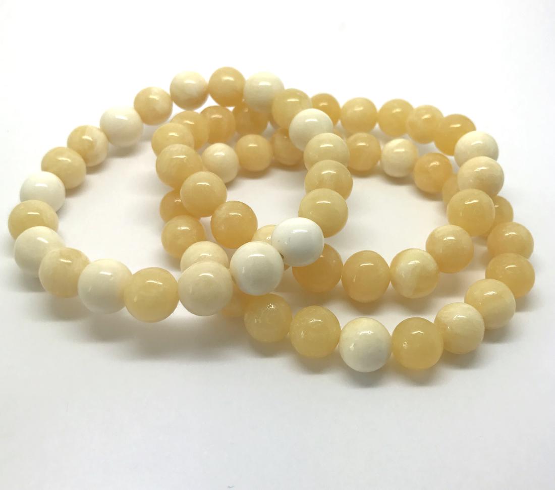 Baltic Amber Jewelry Set x3 Bracelets White-Yellow (1 of 6)
