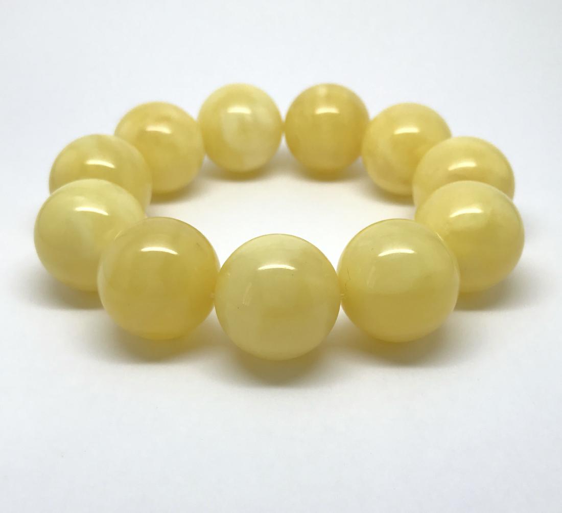 Baltic Amber Bracelet Big Yellow White Colour Beads (1 of 7)