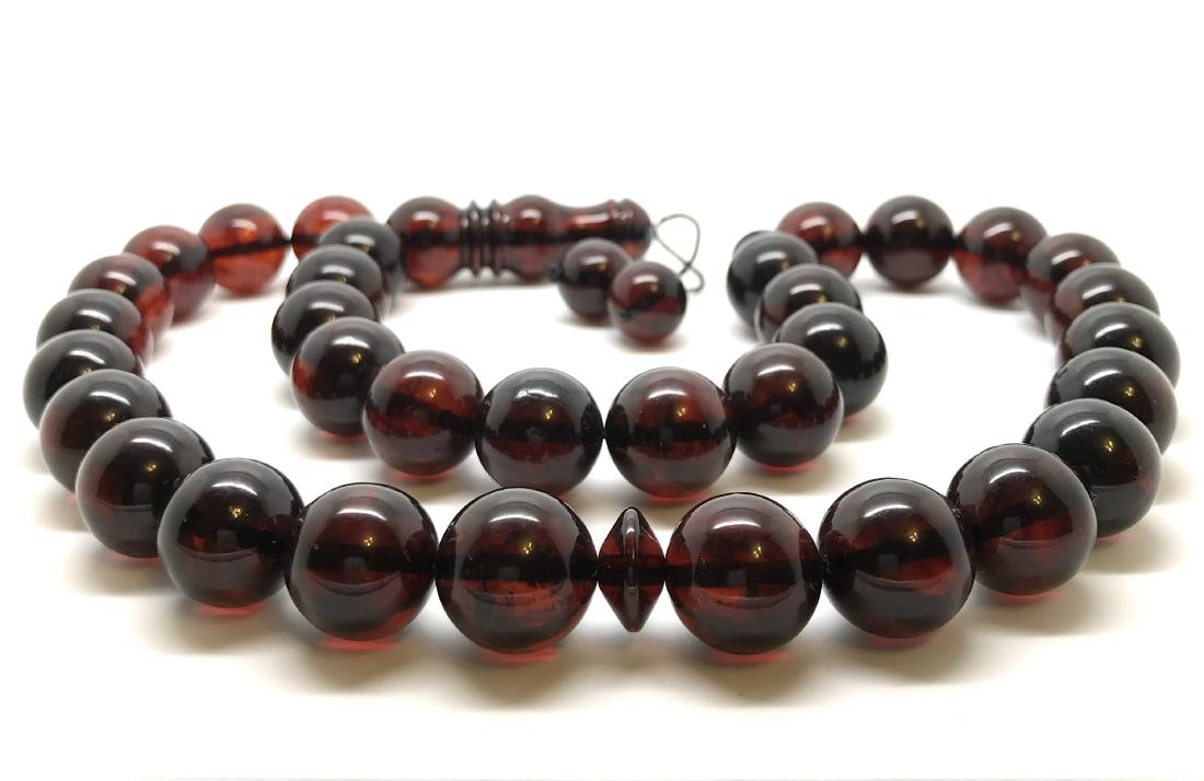 Baltic Amber Muslim Rosary Tesbih Cherry Colour Round (1 of 10)