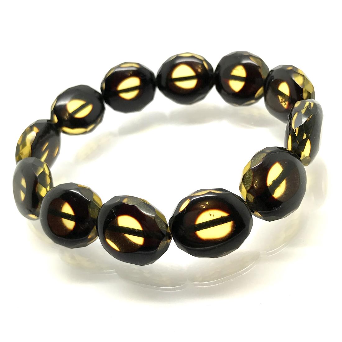 Baltic Amber Bracelet Hand Carved Faceted Lemon-Cherry (1 of 10)