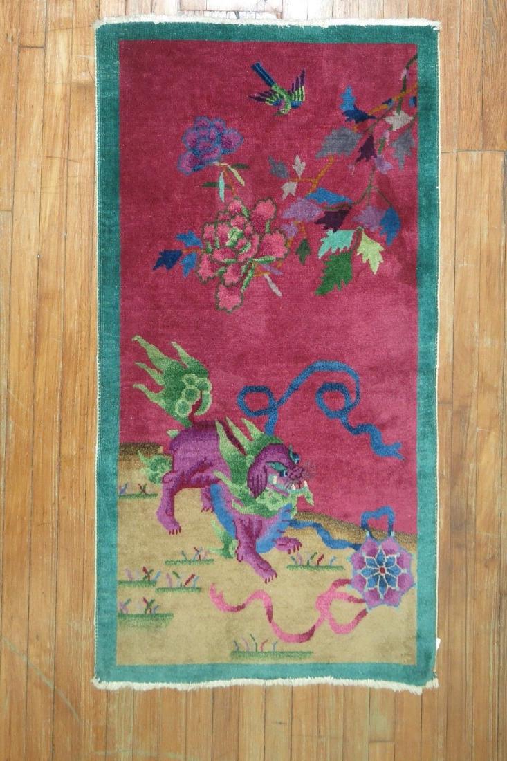 Antique Chinese Art Deco Foo Dog Rug 2.6x4.4 (1 of 6)