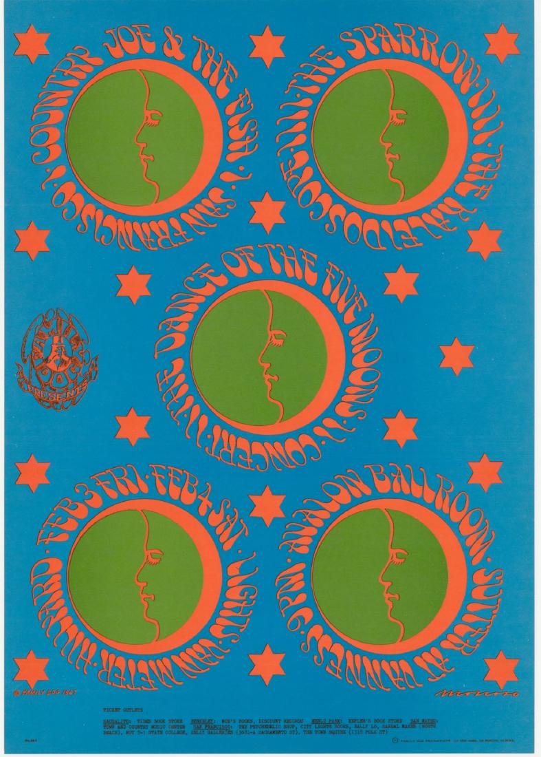 FD 46 - Avalon Ballroom 2/3-4/67: Title: FD 46 - Avalon Ballroom 2/3-4/67 Artist: Victor Moscoso Printing Date: 1967 Size: 35x50cm Country Joe & the Fish, Sparrow, Kaleidoscope Please note that this lot has a confidential reserve. Whe