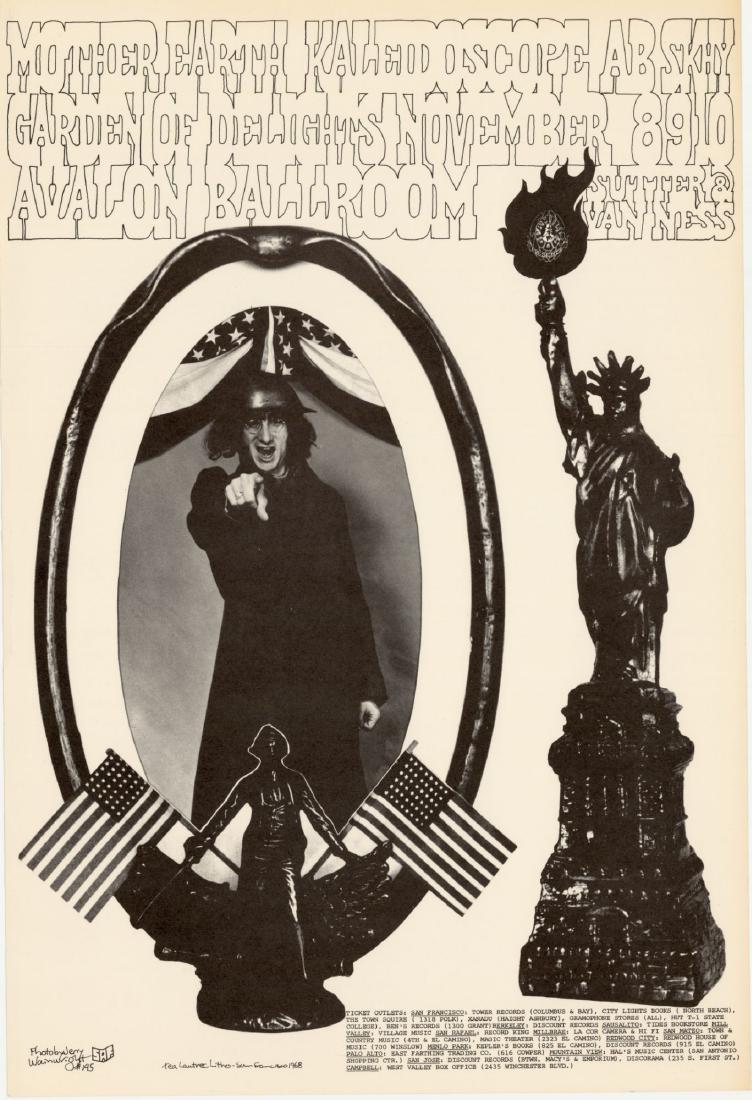 FD145 FAMILY DOG PRESENTS Avalon Ballroom 11/8-10/68: Title: FD145 FAMILY DOG PRESENTS Avalon Ballroom 11/8-10/68 Artist: San Andreas Fault, Jerry Wainright Printing Date: 1968 Size: 32x55cm Mother Earth, Kaleidoscope, A.B. Skhy Please note that this lot