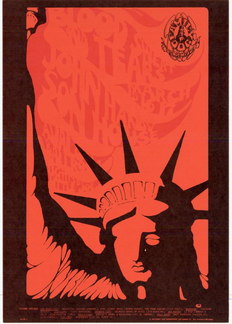 1st Edition - FD110 CITY LIGHTS - Avalon Ballroom: Title: 1st Edition - FD110 CITY LIGHTS - Avalon Ballroom 3/15-17/68 Artist: Stanley Mouse Printing Date: 1968 Size: 30x50cm Blood, Sweat & Tears, John Handy, Son House Please note that this lot has a 