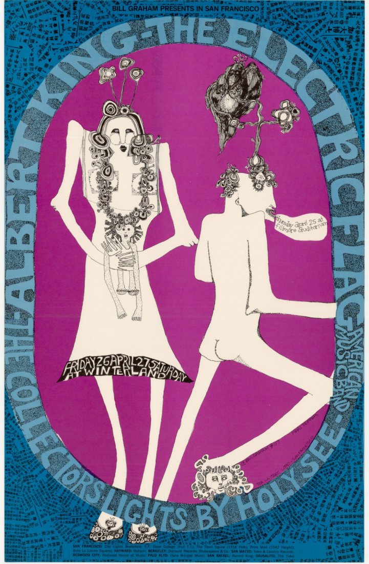 1st Edition - BG117 - Fillmore Auditorium 4/25/68: Title: 1st Edition - BG117 - Fillmore Auditorium 4/25/68 Artist: Mari Tepper Printing Date: 1968 Size: 35x52cm Albert King, Electric Flag, Collectors Please note that this lot has a confidential reser