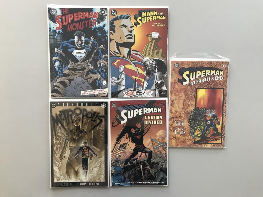 Lot of 5 Superman Monster (1999) #1 Superman Mann and: Lot of 5 Superman Monster (1999) #1 Superman Mann and Superman (2000) #1 Superman A Nation Divided (1999) #1 Superman's Metropolis (1996) #1 Superman at Earth's End (1995) #1 NM Near Mint Please note 