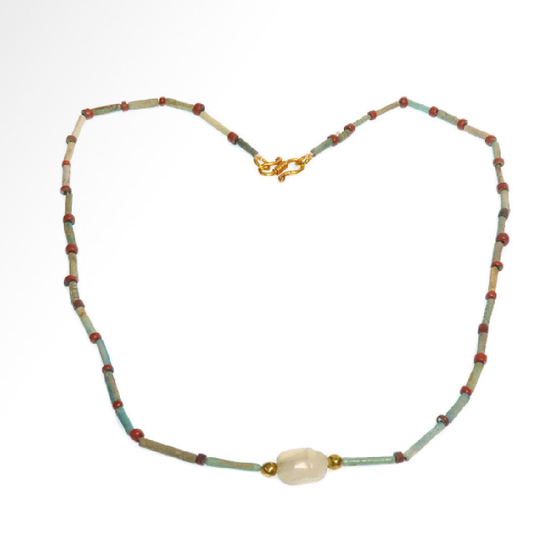 Crystal Scarab, Faience and Gold Necklace, (1 of 7)