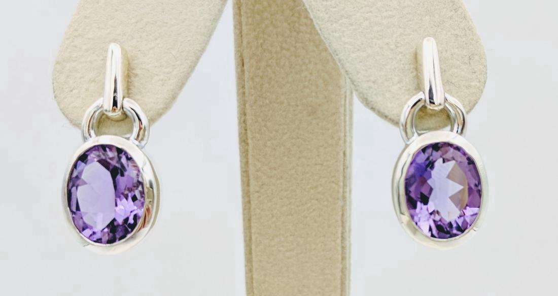 Sterling Silver Amethyst Drop Earrings, 5.76ctw (1 of 3)