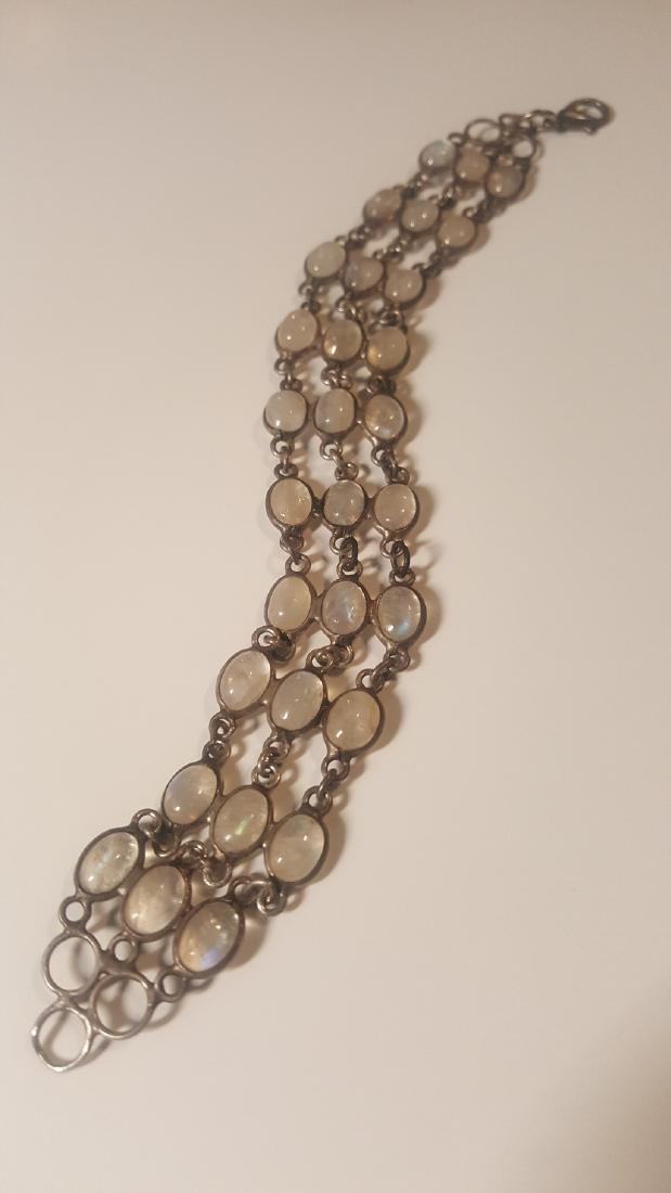 Edwardian Silver LInk MoonStone Bracelet (1 of 3)