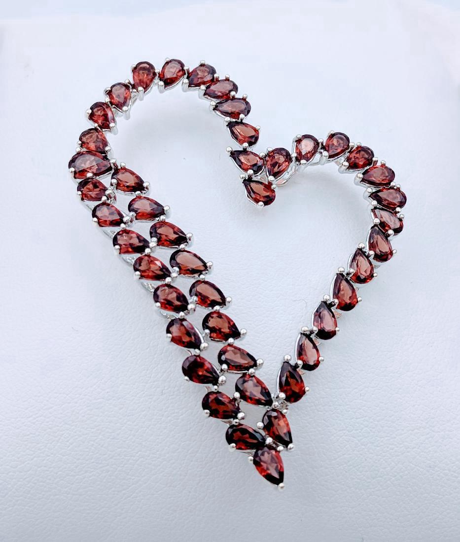 Sterling Silver Almandine Garnet Pendant, 8.27ctw (1 of 3)