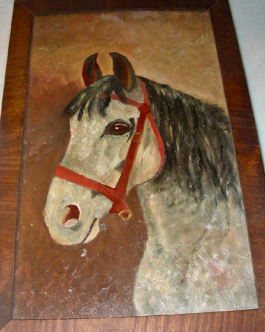 Oil on Panel of Gray Horse (1 of 4)