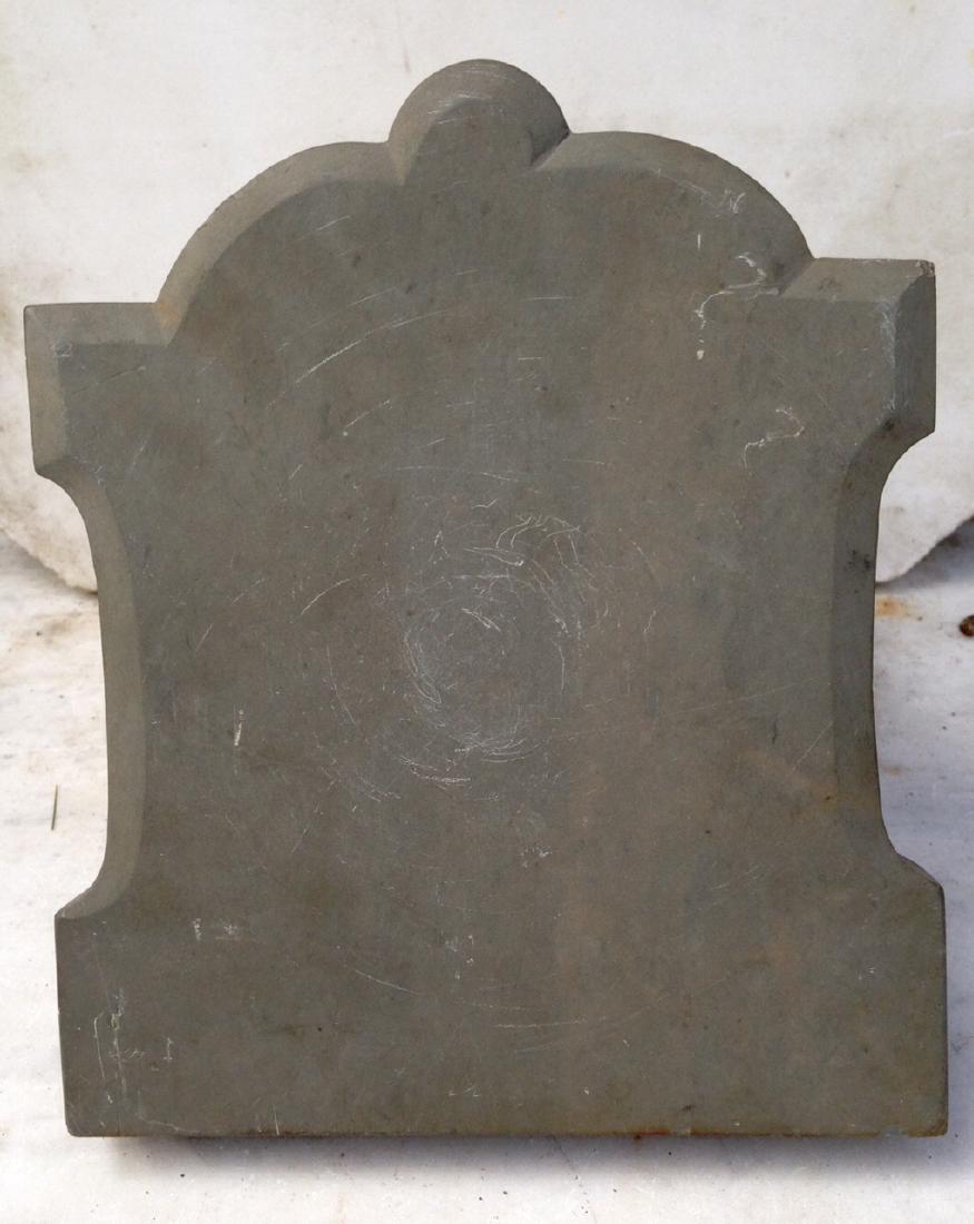 Slate Architechtural Element: 19th Century solid slate architectural element in GC. NYSTATE. 8" x 9 1/2" x 1 1/4" thick. Please note that this lot has a confidential reserve. When you leave a bid in advance of the auction, submi