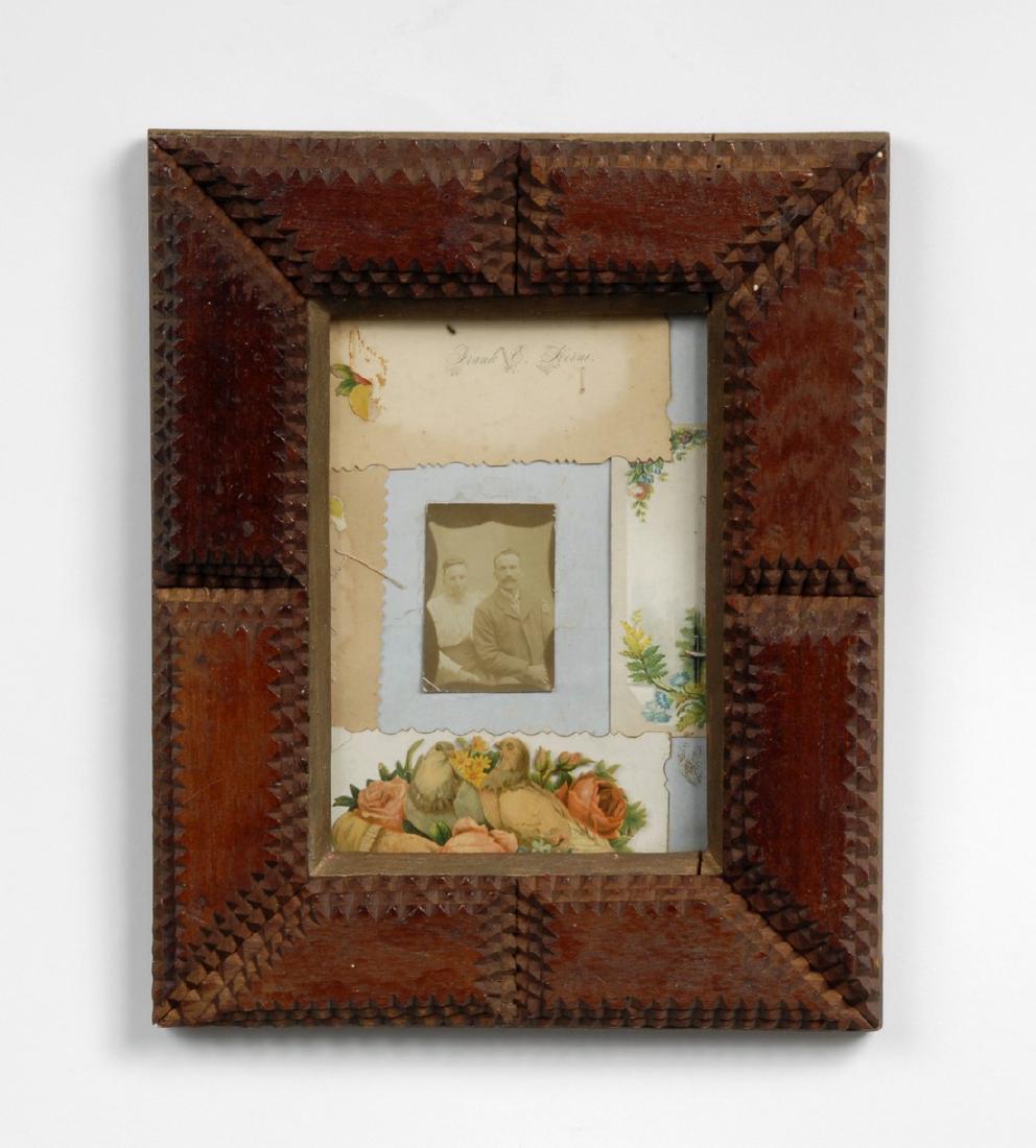 Tramp Art Frame with Photograph Circa 1900