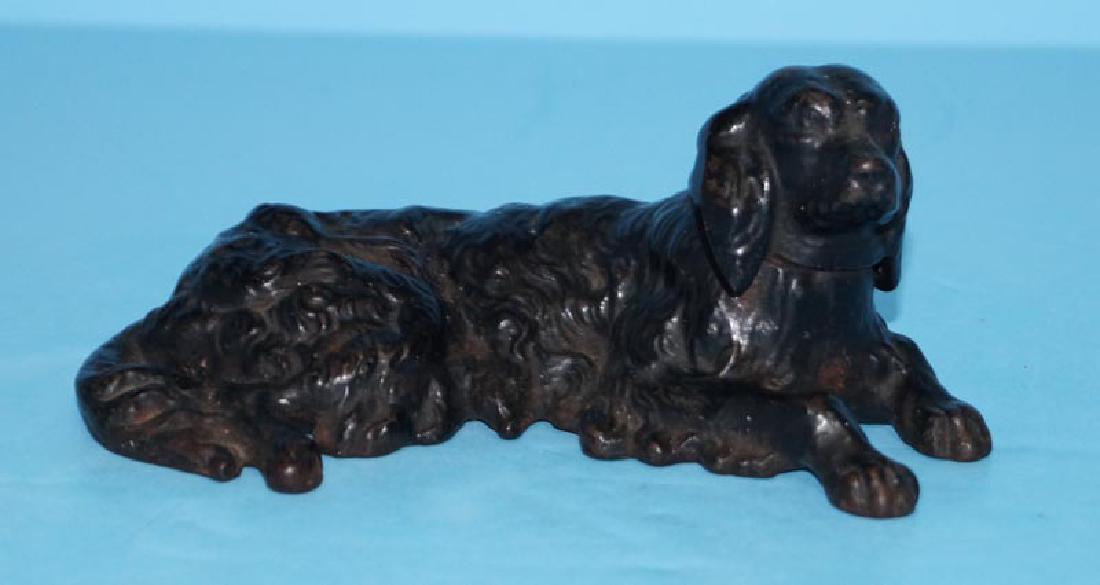 Antique Lying Down Retriever Cast Iron Paperweight  (1 of 5)