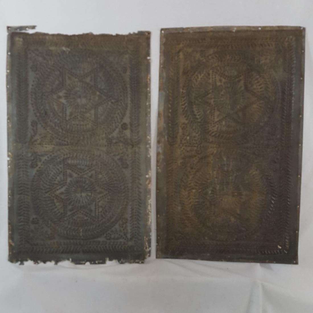 2 Punched Tin Double Star Wreath Pie Safe Panels 1830 (1 of 4)