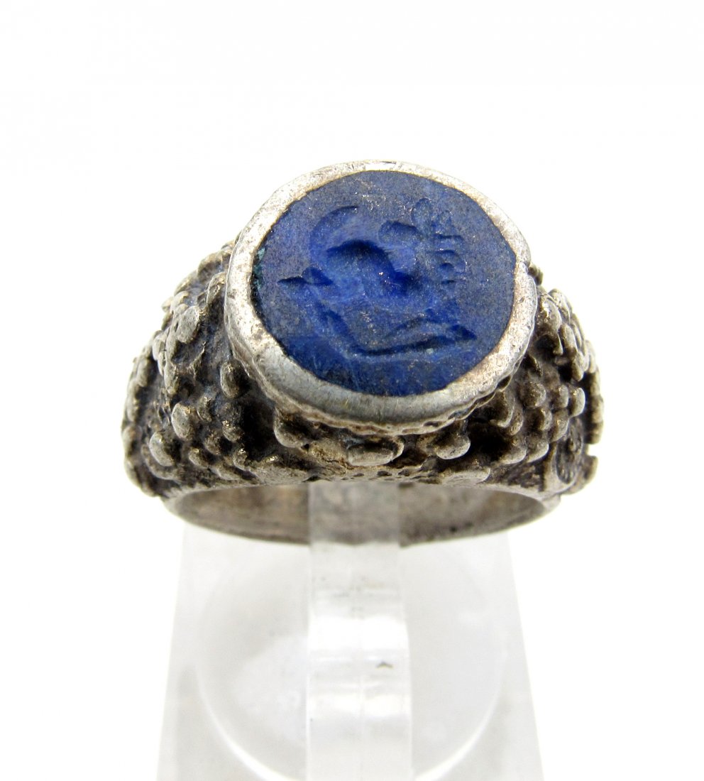 Wearable Post Medieval Lapis Lazuli Intaglio Ring (1 of 4)