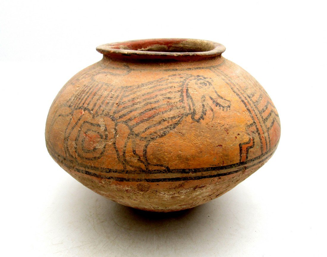 Ancient Indus valley Terracotta Painted Jar with Lion (1 of 4)