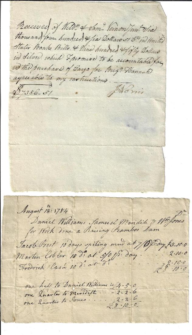 1784 Manuscript Documents Newport Shipping Philadelphia (1 of 2)