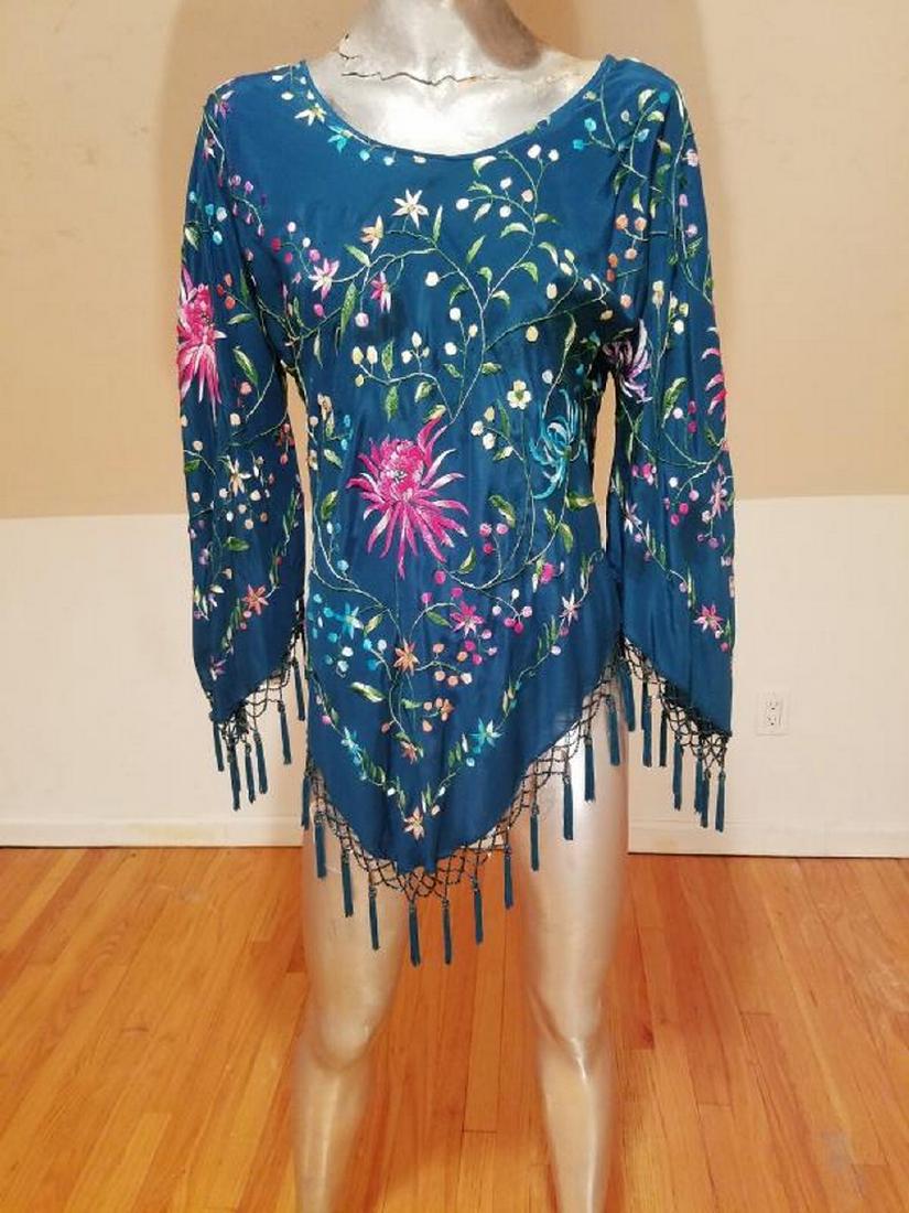 Vtg Chinese Rare Canton embroidered Piano shawl Rop (1 of 6)