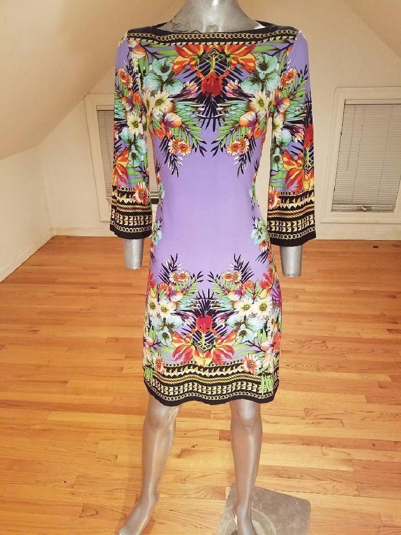 Vtg lilac floral printed wiggle dress Paganne style (1 of 8)