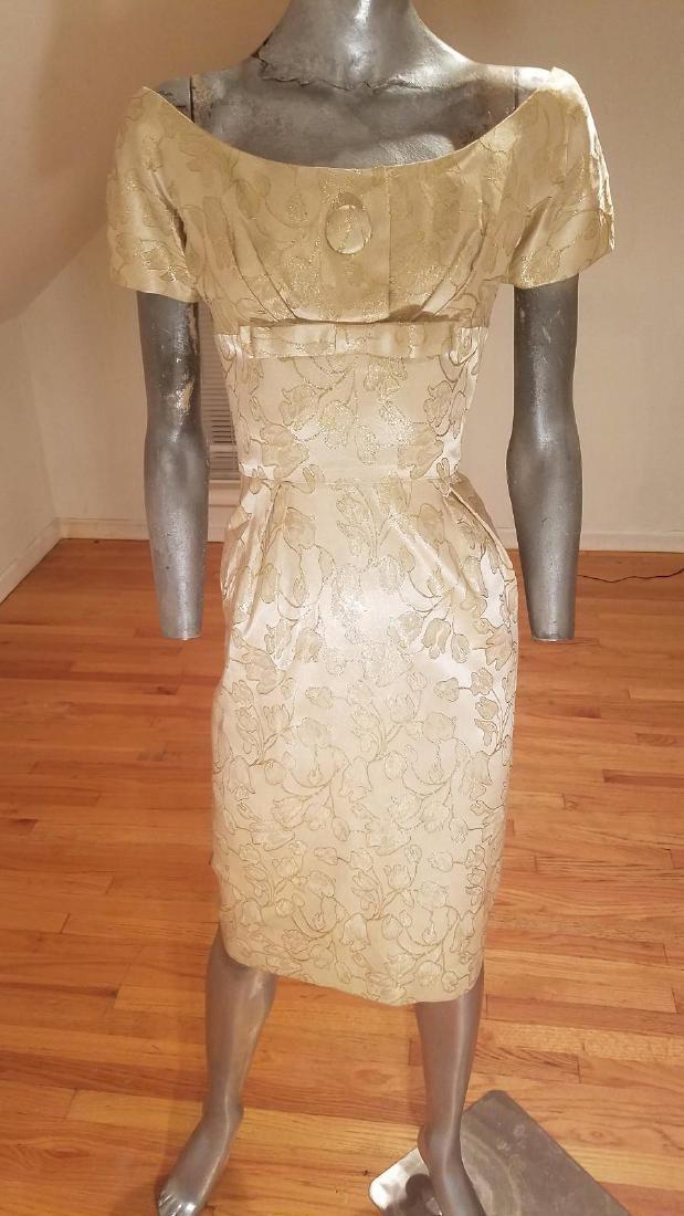 Vtg 1940's gold Brocade dress/jacket ensemble large (1 of 8)