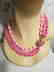 Vtg Bead Necklace multi strand Pink Enamel & rhinestone - 2