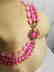 Vtg Bead Necklace multi strand Pink Enamel & rhinestone - 4