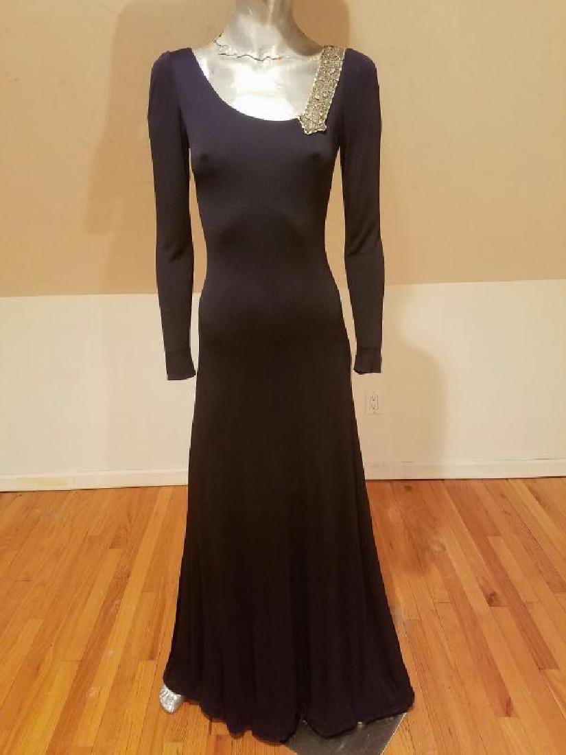 Vintage Mollie Parnis Couture jewelled embellished: Drop dead gorgeous and a true classic from the early 1960's. A Mollie Parnis Couture Maxi with silver and crystal bugle beads and full crystal stoned all hand embroidered in a magnificent pattern fron