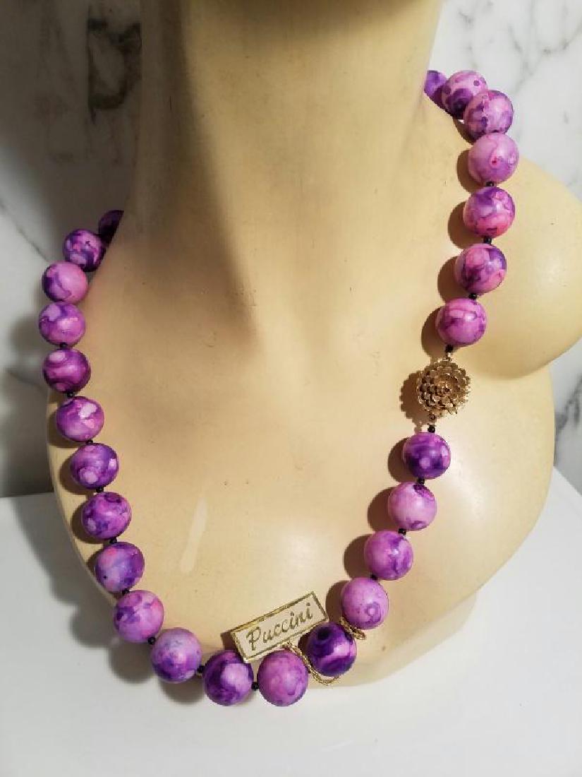 Vtg 1960's Puccini antique Resin long string purple (1 of 7)
