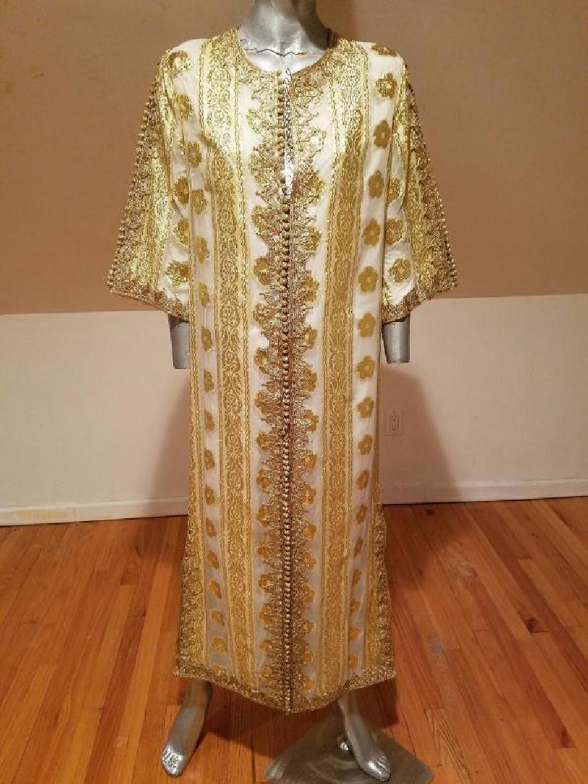 Vtg Gold Embroidered voile Kaftan & sleeveless dress (1 of 10)