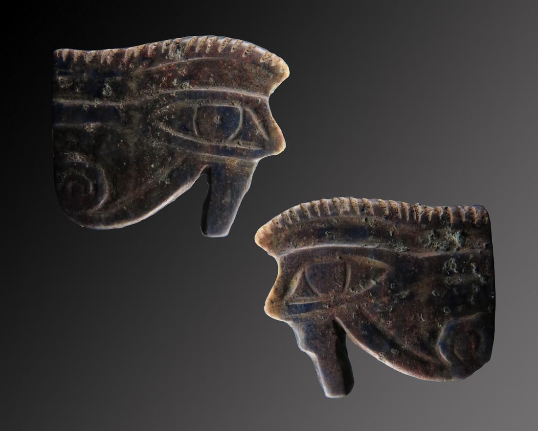 Egyptian Lapis Lazuli Wedjat Amulet: Egyptian Lapis Lazuli Wedjat amulet Date: 1570 - 1070 BC. the Wedjat/Udjat or Eye of Horus is an ancient Egyptian symbol for protection, nobility and good health. these amulets were worn and given for