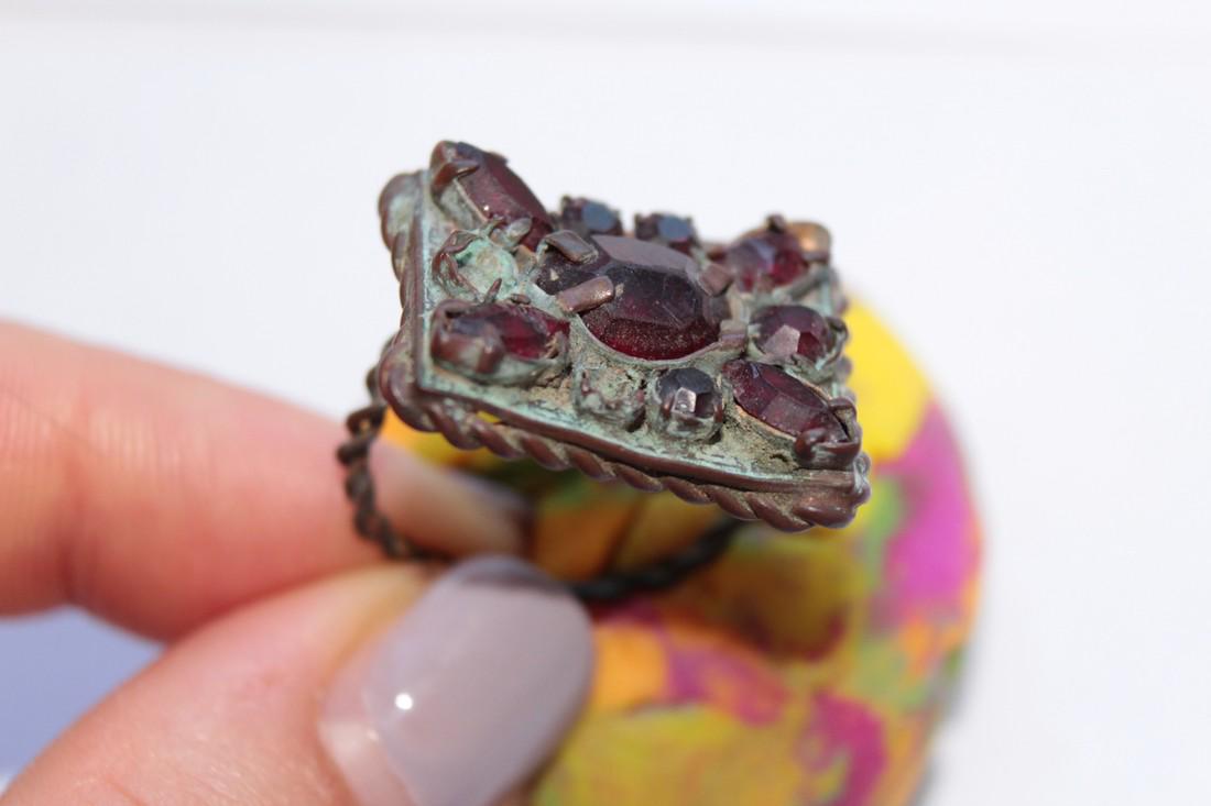 Post Medieval Bronze Ring With Stones in Big (1 of 10)