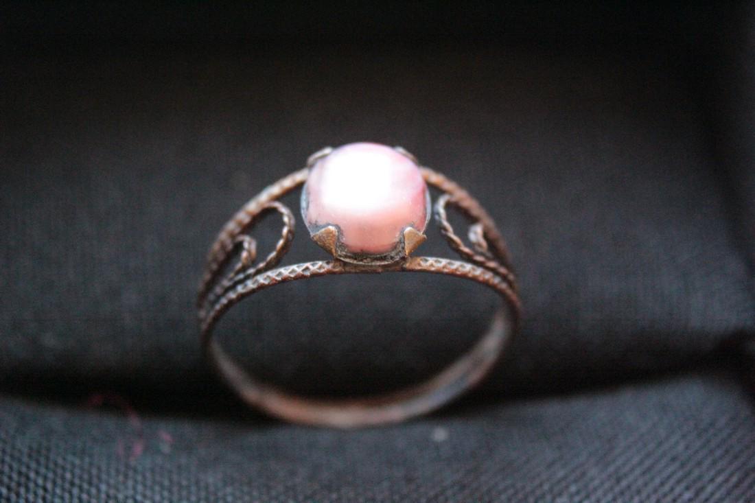 Post Medieval Bronze Rose Ring in Bezel (1 of 5)