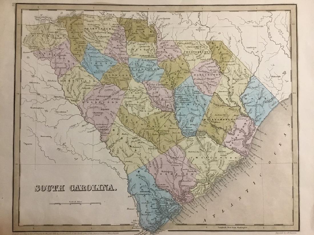 South Carolina by Bradford: Title/Content of Map: South Carolina by Bradford Date Printed: 1838/41 Cartographer: Thomas G. Bradford Material/Medium: Paper Size: 14" x 16" Provenance: New York A General Atlas of the World with a