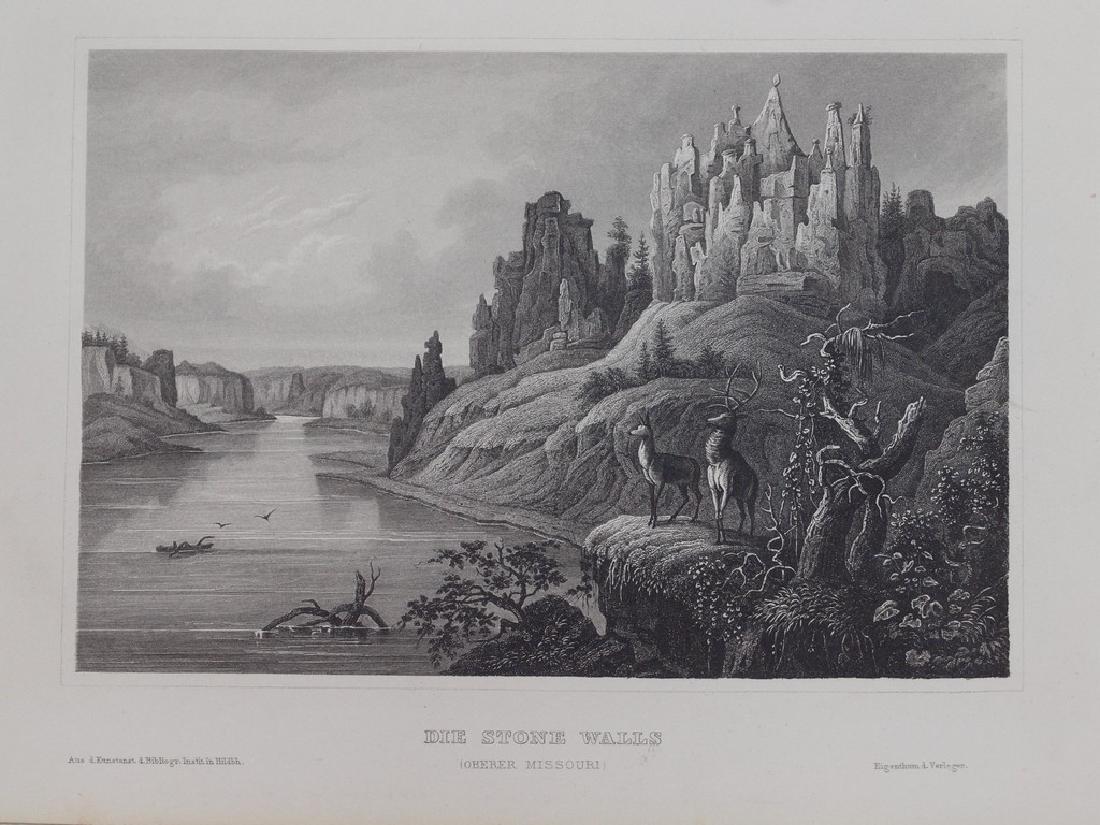 View of Missouri 1850 Steel etching: Beautiful view of Missouri of 1850 circa. Date: 1850 circa Atlas: Meyer s Universum 1838-1860 circa Technique: Steel etching Leaf Dimension: 16x23 cm (6.3x9.1 inches) Engraving Dimension: 11x16 cm (4.
