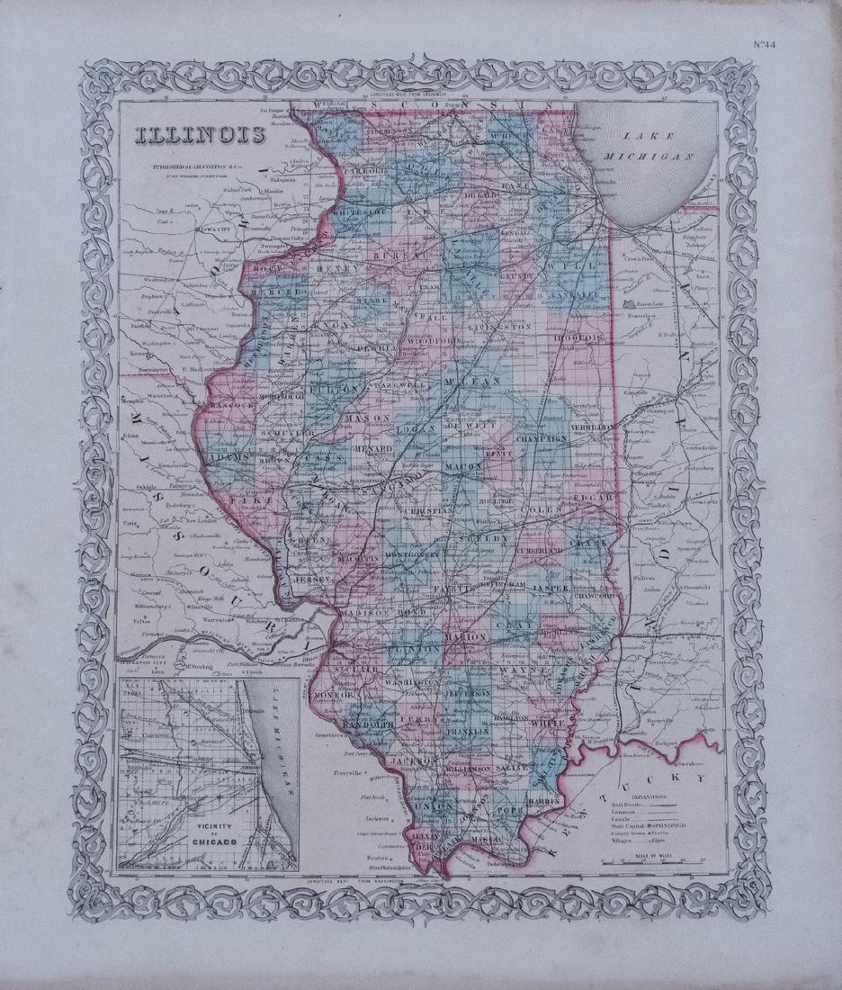 1856 Colton's Map of Illinois -- Illinois (1 of 1)