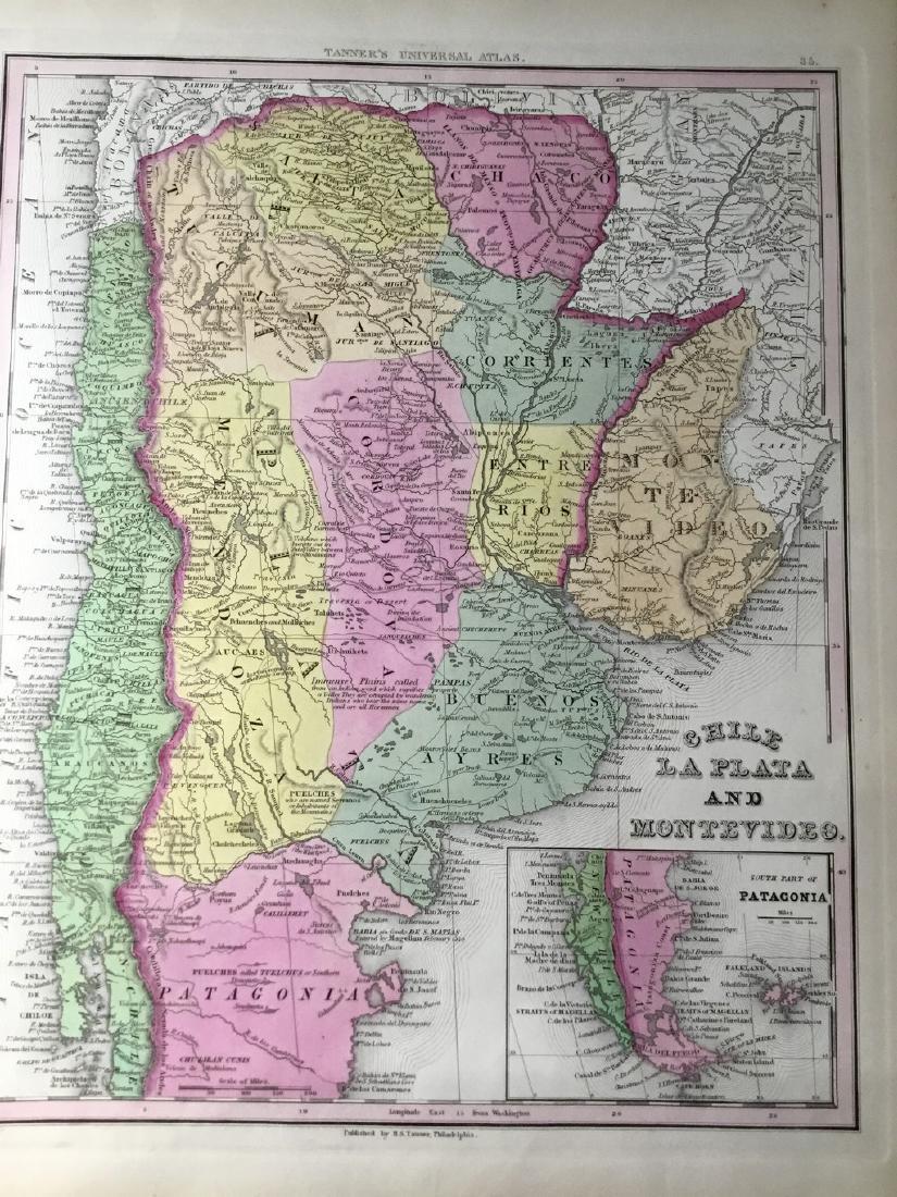 Chile, Argentina & Uruguay with insert of Patagonia by: Title/Content of Map: Chile, Argentina & Uruguay with insert of Patagonia by Tanner Date Printed: 1843 Cartographer: Tanner Material/Medium: Paper Size: 14" x 17" Provenance: New York Please note that