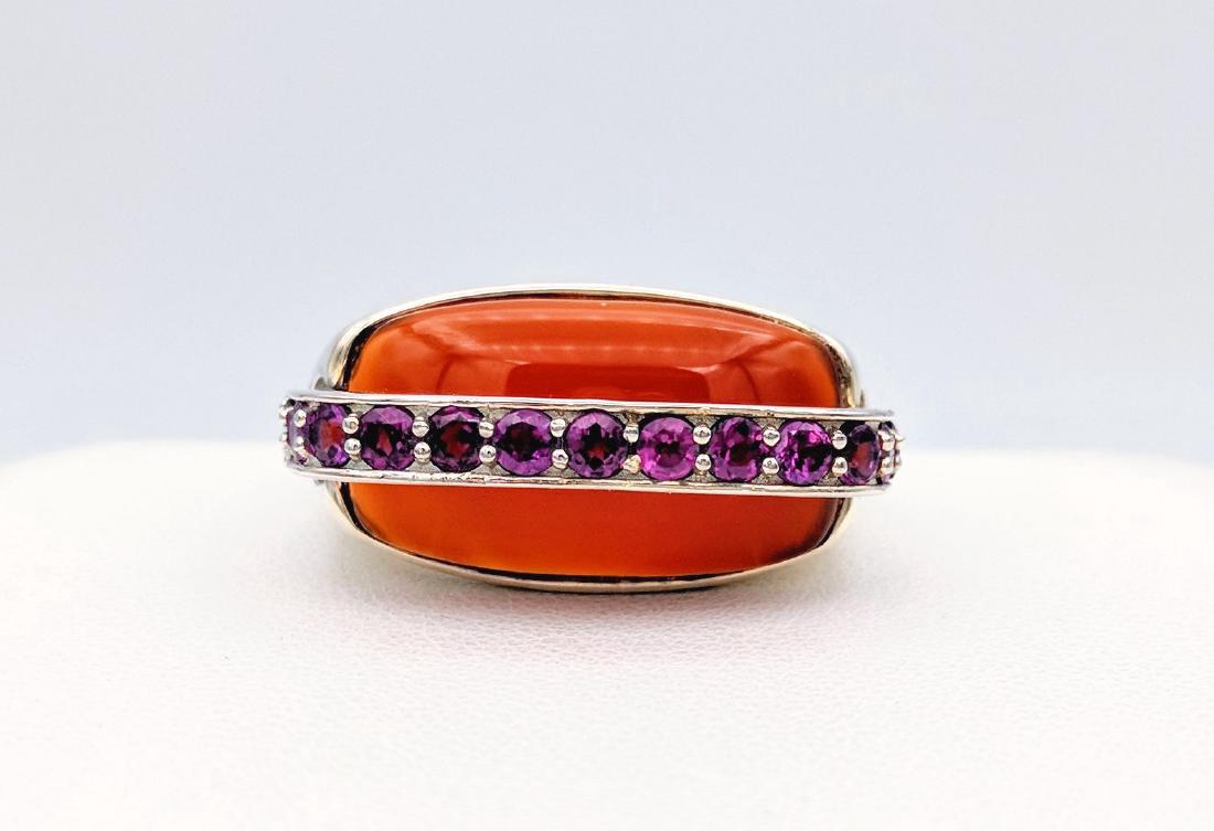 Sterling Silver Agate Pink Amethyst Ring, .19ctw (1 of 4)