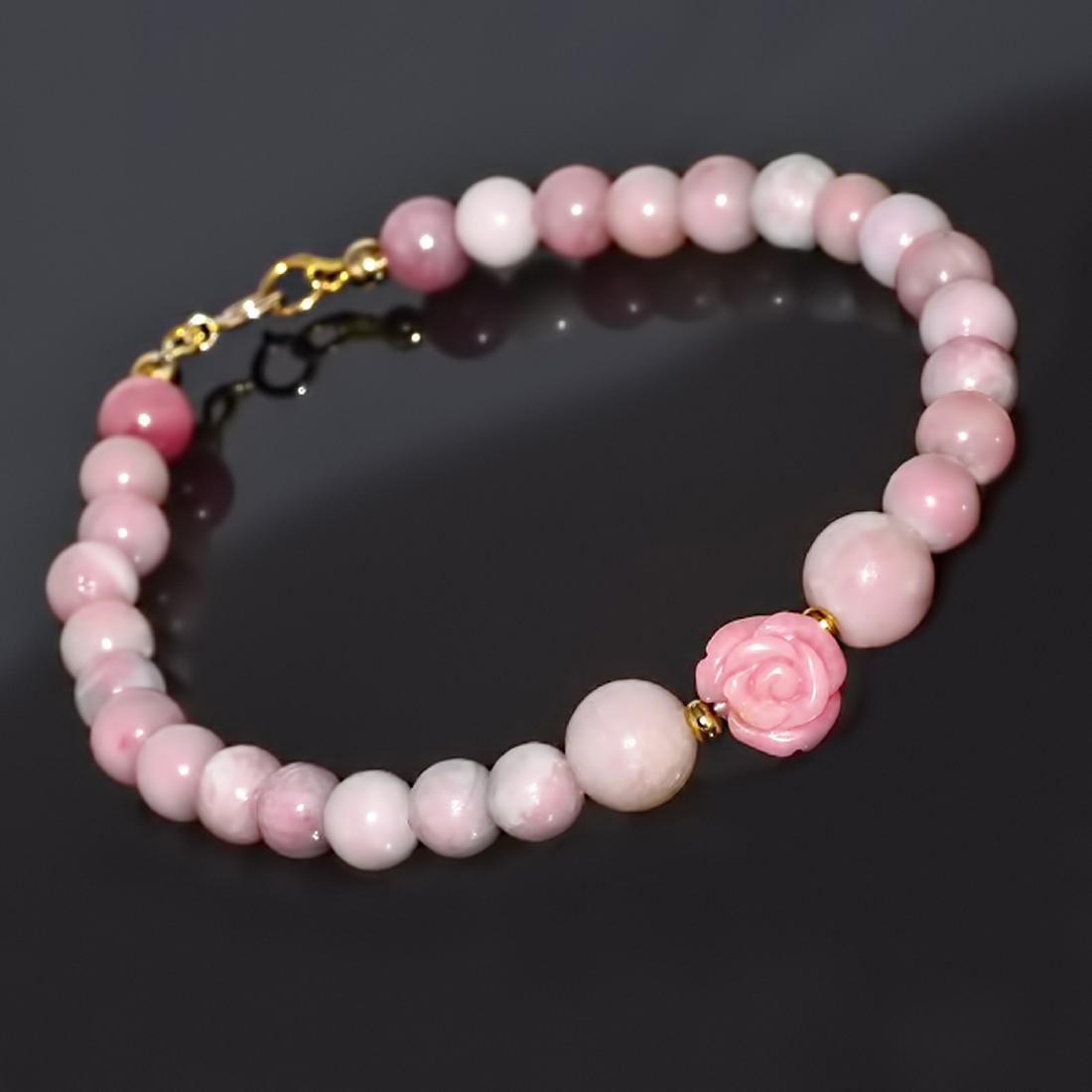 Pink Opal and 'Rose' Coral Classic Bracelet (1 of 3)