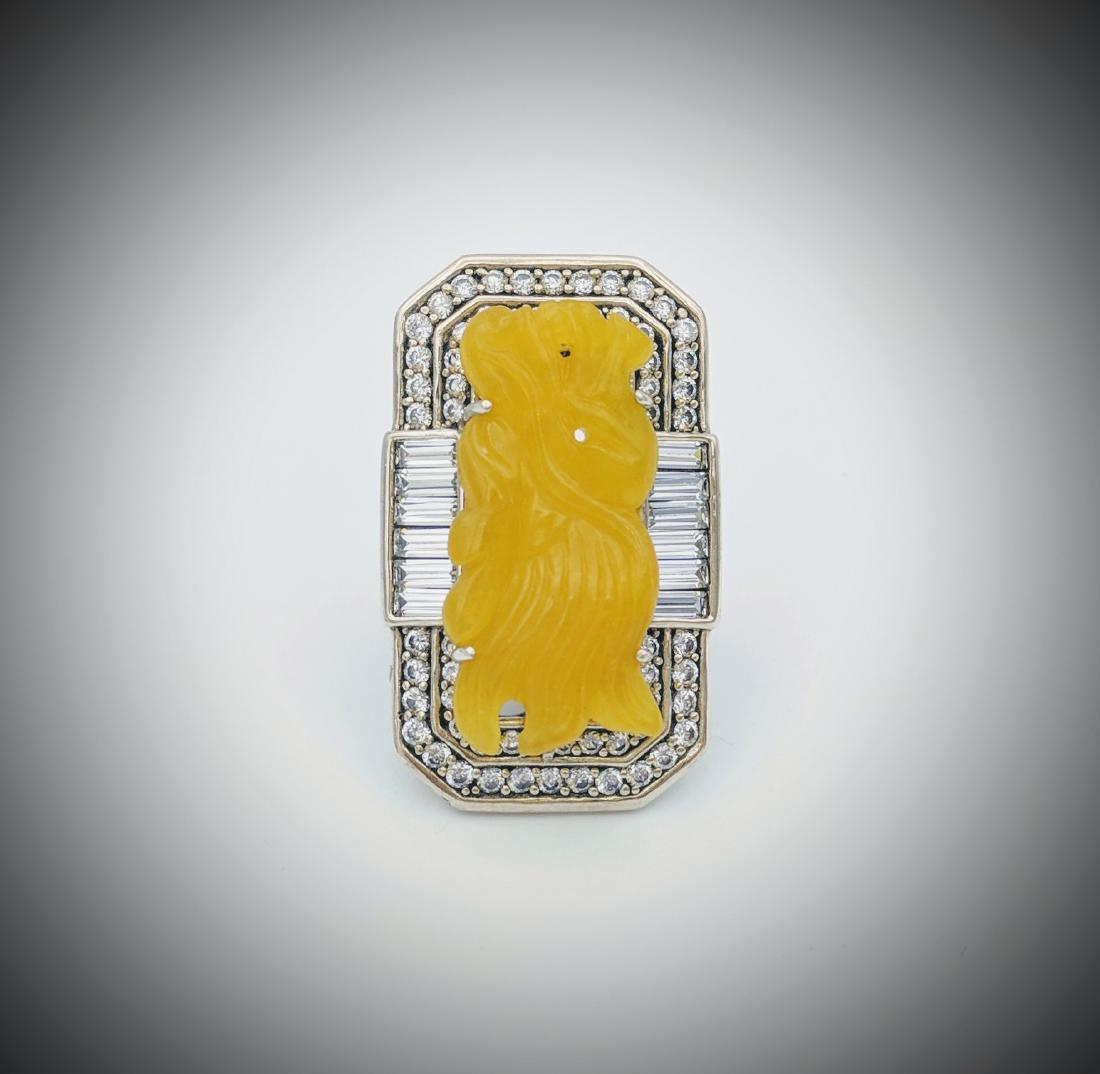 Sterling SilverYellow Jade Imperial Designed Ring (1 of 3)