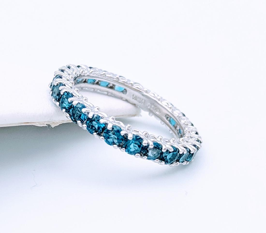 Sterling Silver Eternity Ring with Blue Topaz, 2.75ct (1 of 4)