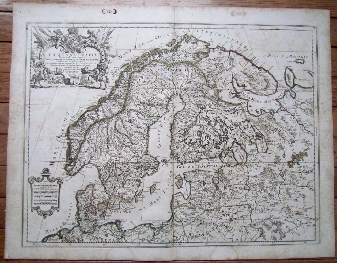 1689 Antique Map of Scandinavia Giovanni De Rossi’s (1 of 3)