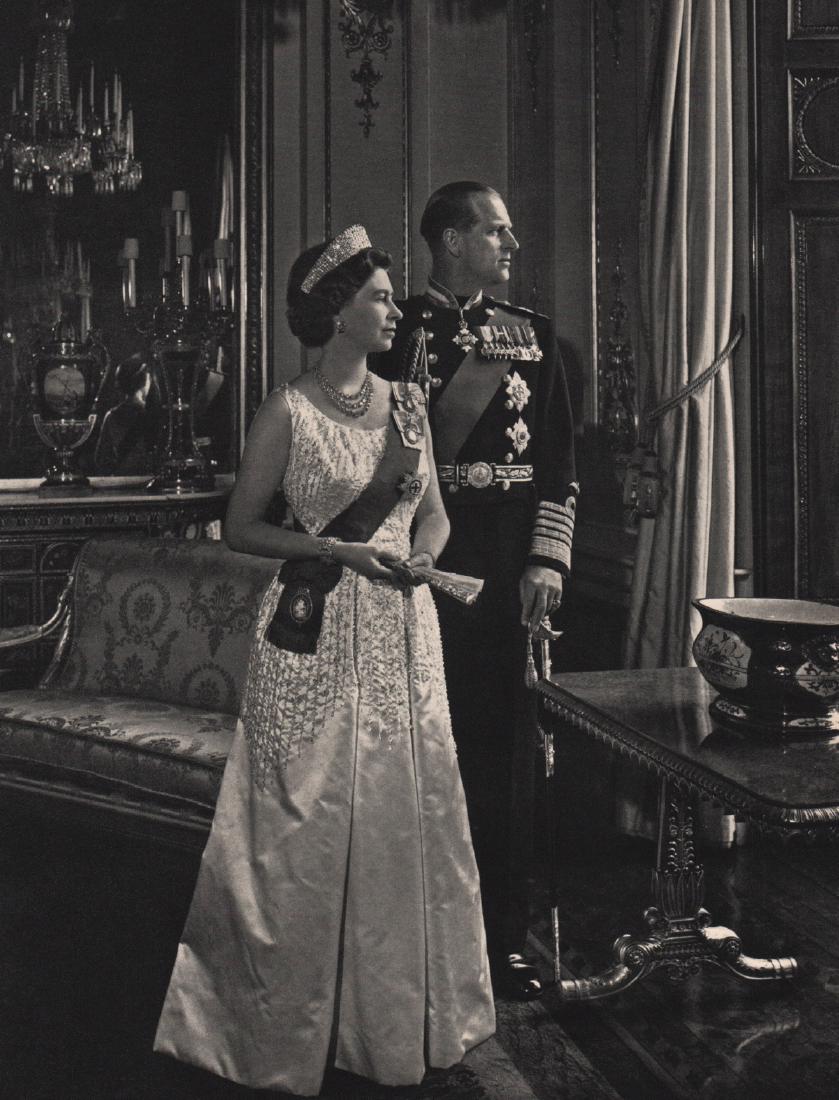 YOUSUF KARSH - Queen Elizabeth & Prince Philip: Artist: YOUSUF KARSH Print Title: Queen Elizabeth & Prince Philip Medium: Sheet-Fed Gravure Printed in 1967 Printed in Netherlands Image size approx. 9 X 11.5 inches Yousuf Karsh (1908-2002) was an Ar