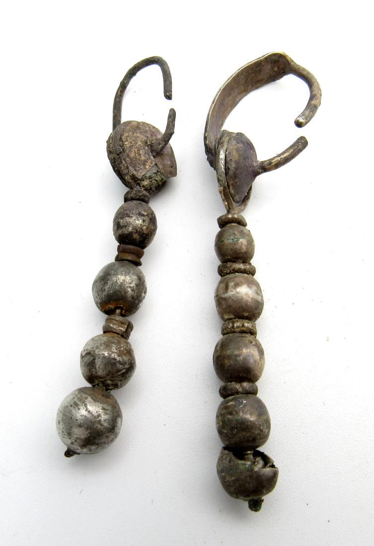 Pair of Medeival Viking Era Silver Decorated Earrings (1 of 3)