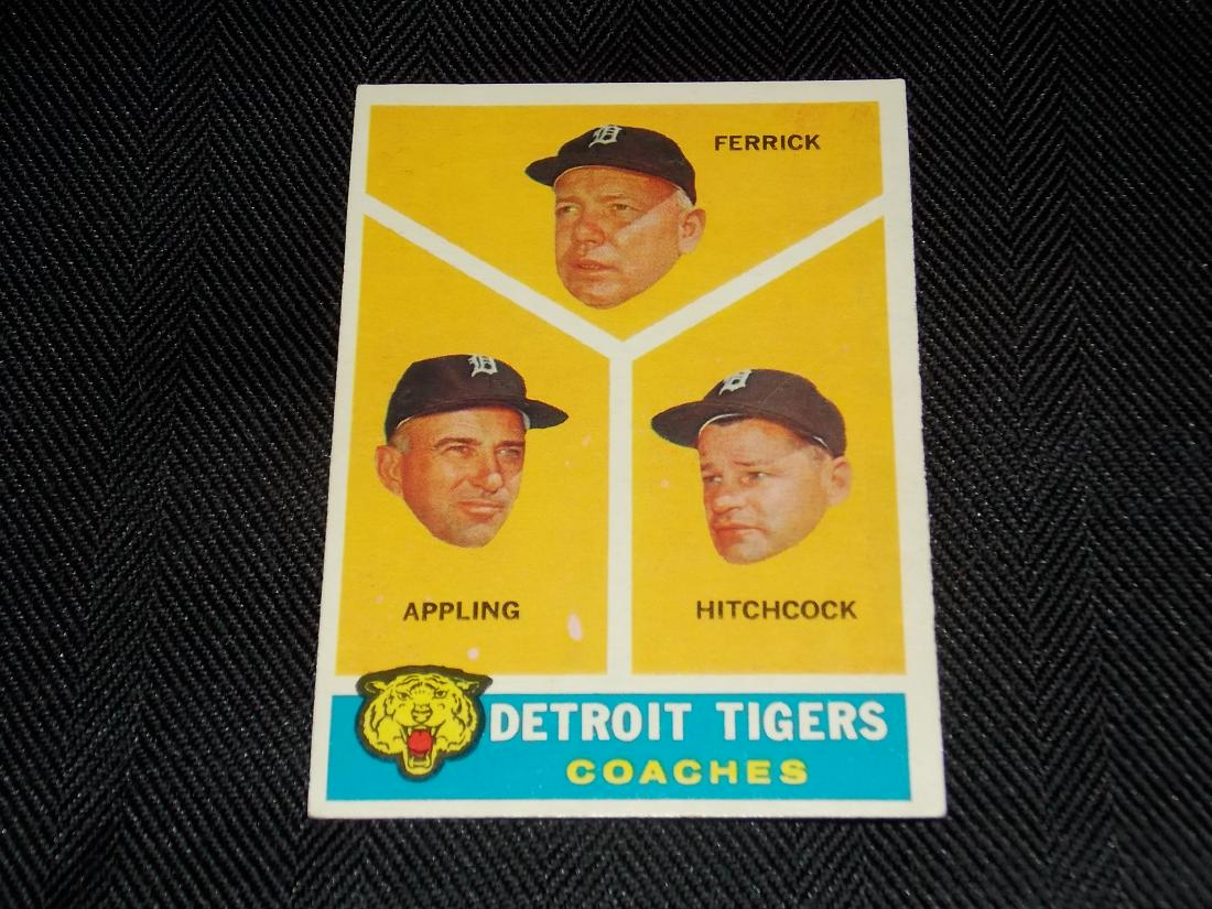 1960 Topps, Detroit Tigers, Coaches, Appling,: 1960 Topps, Detroit Tigers, Coaches, Appling, Hitchcock, Ferrick No Reserve: This lot starts at $1 and has no reserve as a courtesy so that collectors can determine the true market value on this authe