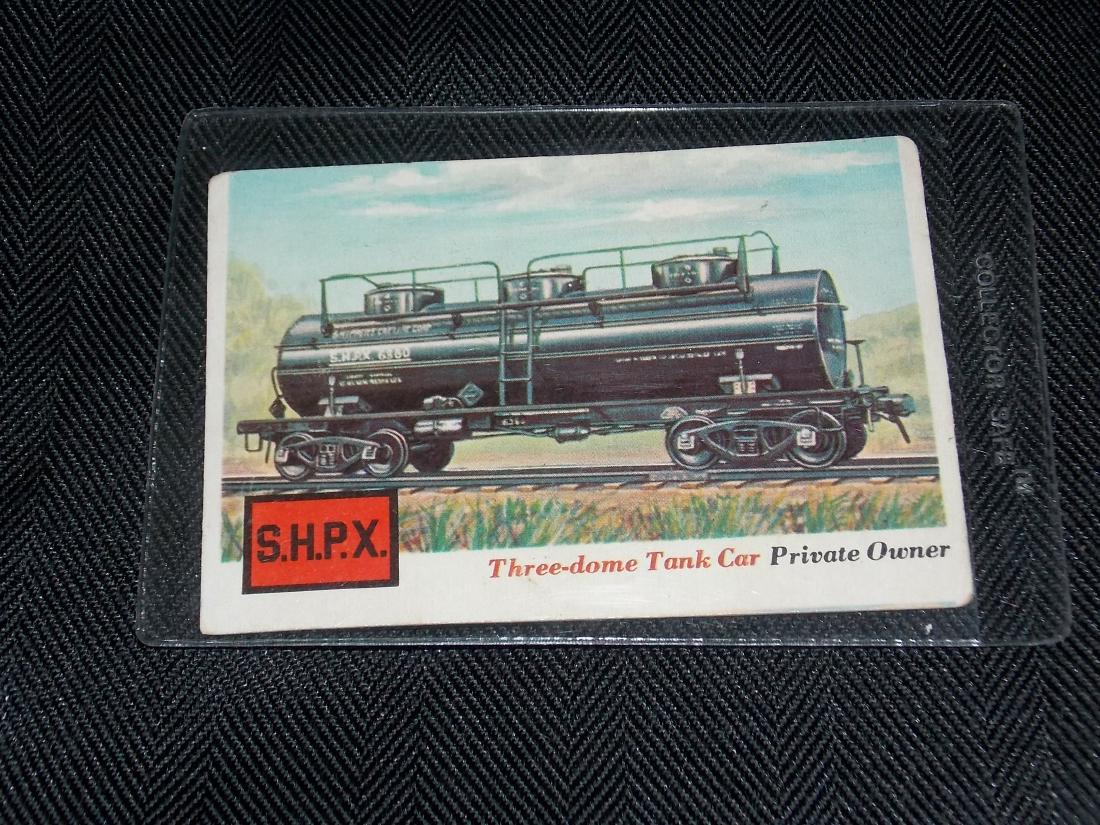 1955 Topps, RAILS and SAILS, #13 Three Dome Tank Car: 1955 Topps, RAILS and SAILS, #13 Three Dome Tank Car No Reserve: This lot starts at $1 and has no reserve as a courtesy so that collectors can determine the true market value on this authentic item. S